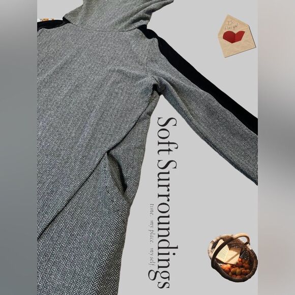 Soft Surroundings Moderne Cowl Herringbone Dress Crossover Hem Velvet Women PM - Picture 6 of 13